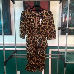 Boohoo Leopard print ruched mini